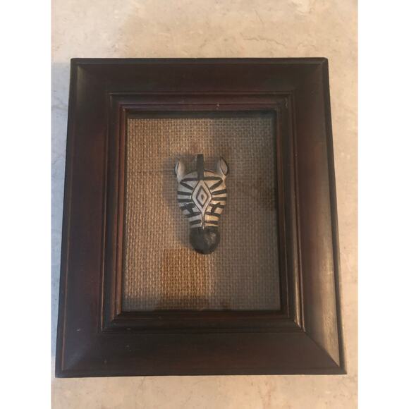 Vintage African Wood Carved Zebra Head in shadowbox frame Tribal Art 9 x 10.75” - Picture 2 of 8